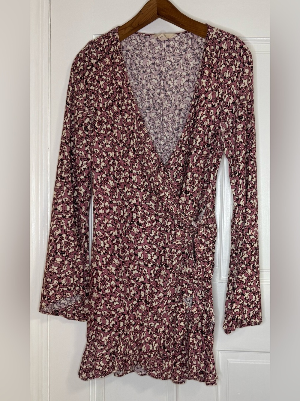 H&M Mauve Floral Wrap Mini Dress
